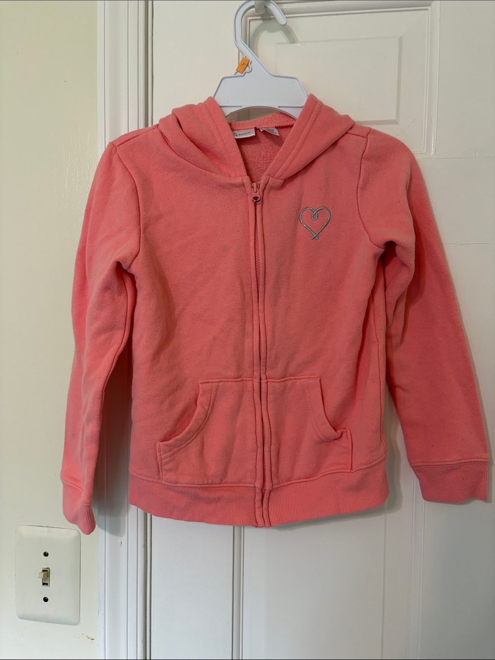 jumping beans Coral Zip Hoodie with Heart Embroidery